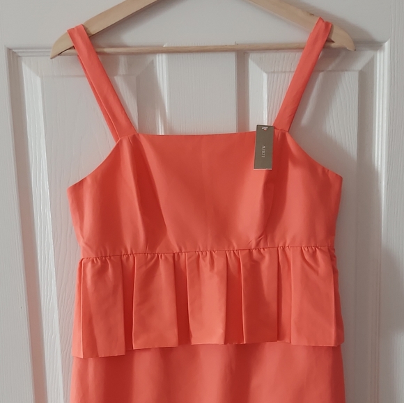 NWT J Crew Coral Cotton Silk Classic Faille Peplum Party Dress Size 4 - Picture 2 of 5